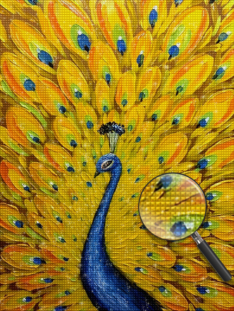 Pfau mit goldenen Fächern Diamond Painting