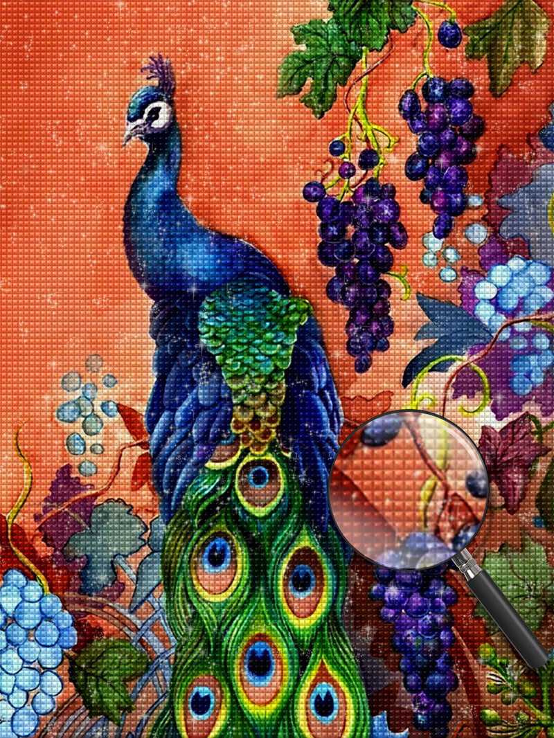 Pfau und Trauben Diamond Painting