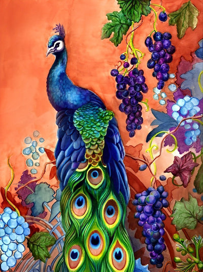 Pfau und Trauben Diamond Painting