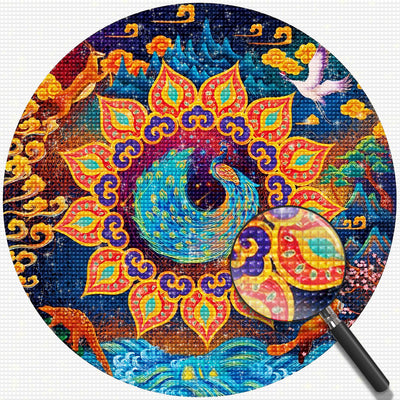 Pfau Wolken Mandala Diamond Painting