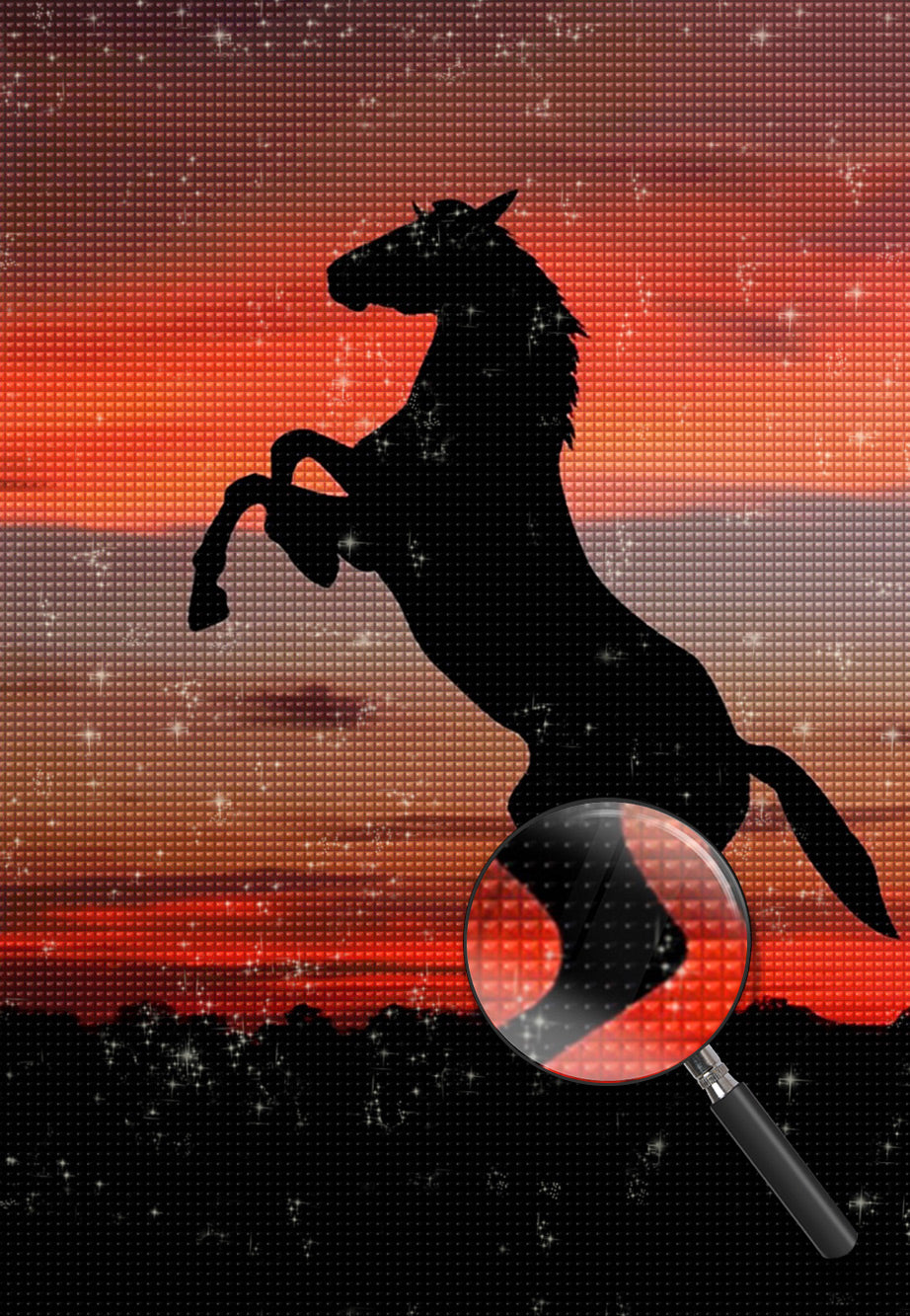 Pferd bei Sonnenuntergang Diamond Painting
