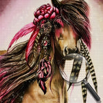 Pferd mit Blume auf dem Kopf Diamond Painting