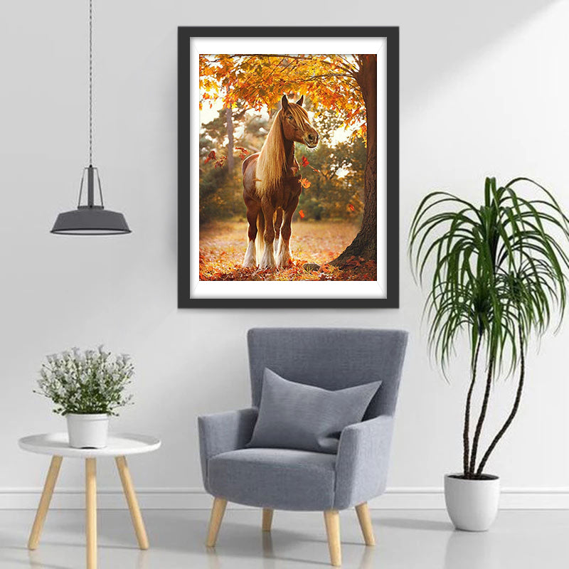 Pferd unter dem Ahornbaum Diamond Painting