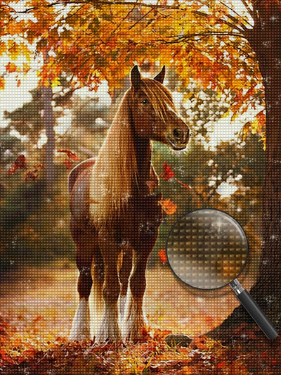 Pferd unter dem Ahornbaum Diamond Painting
