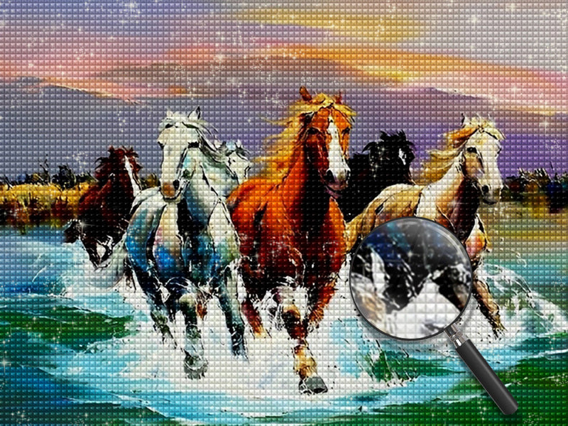 Pferde auf dem Wasser Diamond Painting