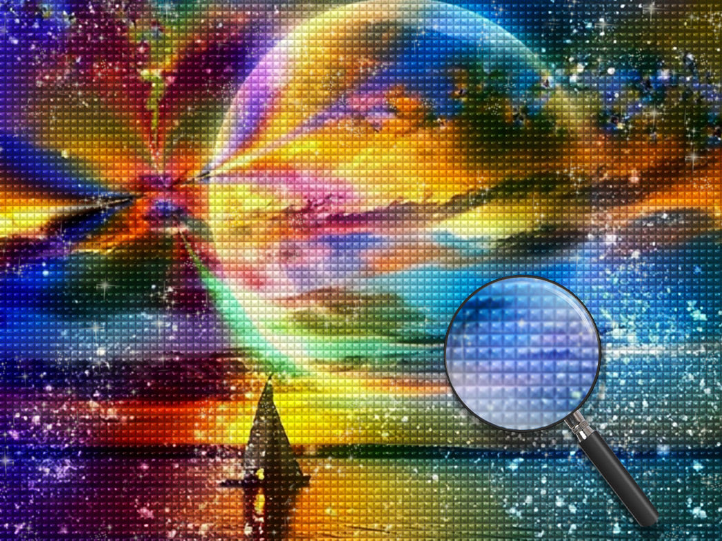 Planet und einsames Segel Diamond Painting
