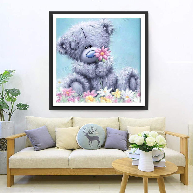 Plüschbär mit Blumen Diamond Painting