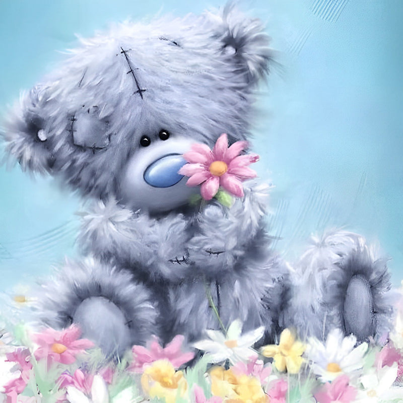 Plüschbär mit Blumen Diamond Painting