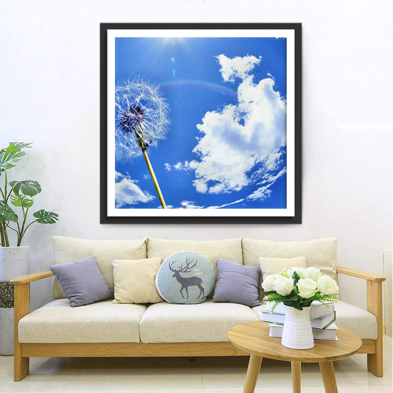 Pusteblume unter dem blauen Himmel Diamond Painting