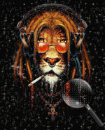 Rauchender und Musik hörender Löwe Diamond Painting