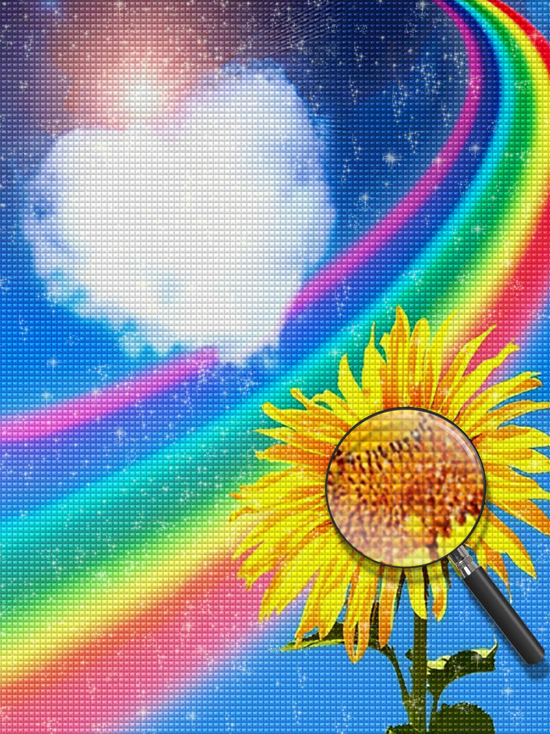 Regenbogen, Herz und Sonnenblume Diamond Painting