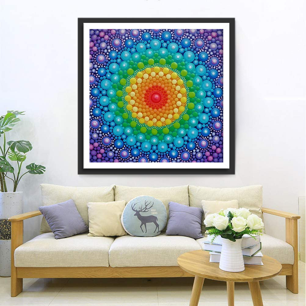 Regenbogen-Mandala Diamond Painting