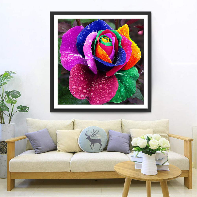 Regenbogen-Rose Diamond Painting