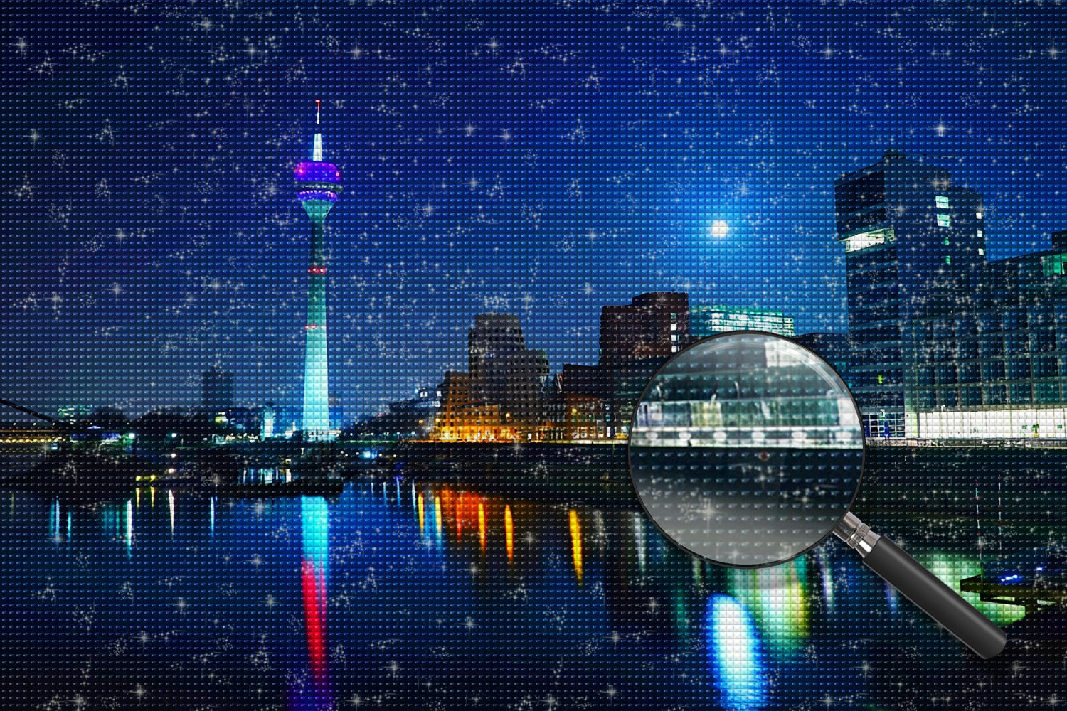Rheinturm in der Nacht Diamond Painting