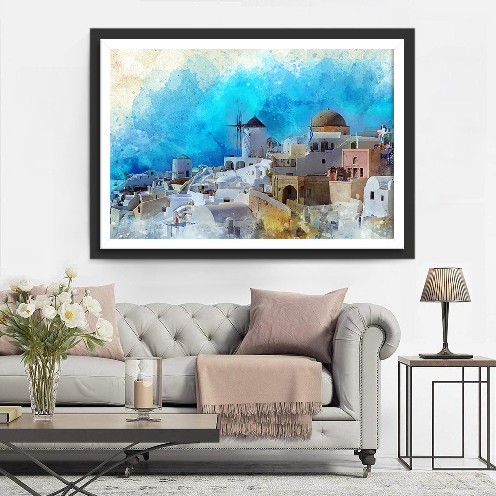 Romantisches Santorini Diamond Painting