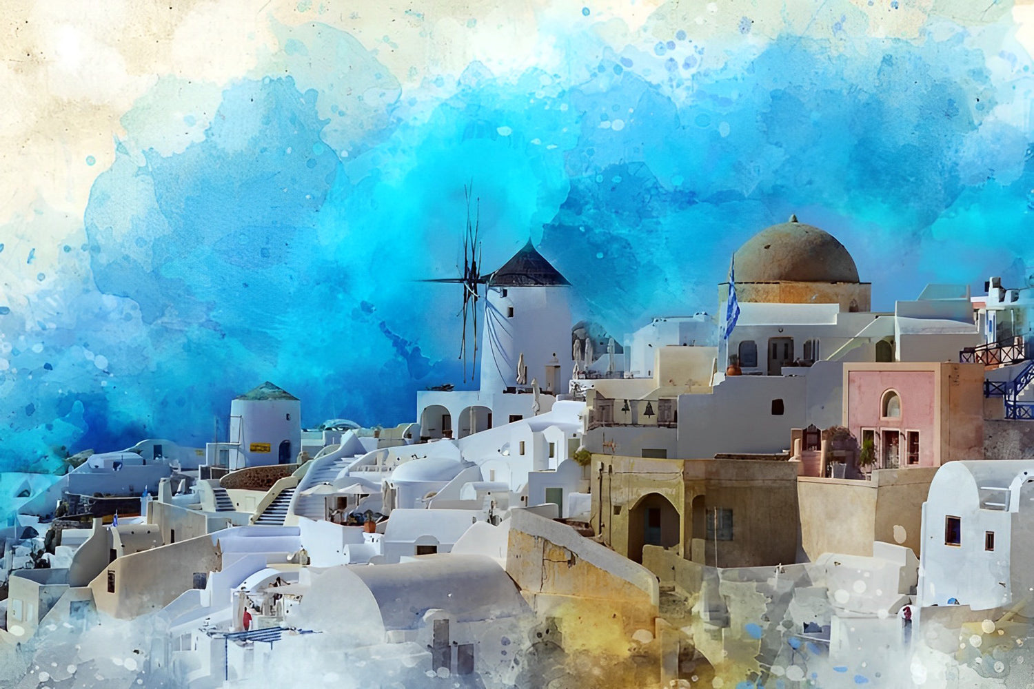 Romantisches Santorini Diamond Painting