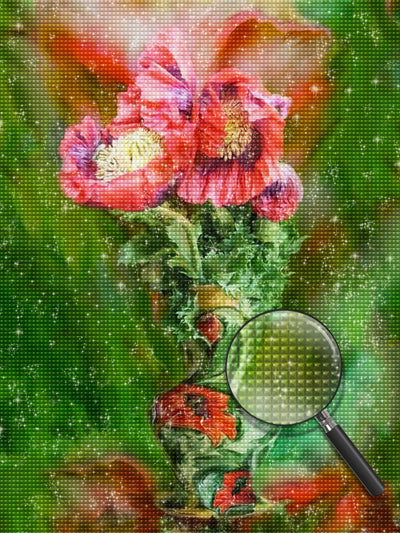 Rosa Blumen in der Vase Diamond Painting