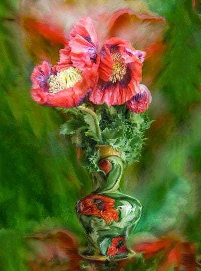 Rosa Blumen in der Vase Diamond Painting