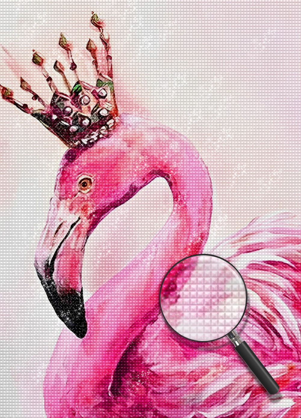 Rosa Flamingo mit Krone Diamond Painting