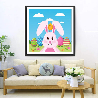 Rosa Hase und Ostereier Diamond Painting