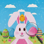 Rosa Hase und Ostereier Diamond Painting