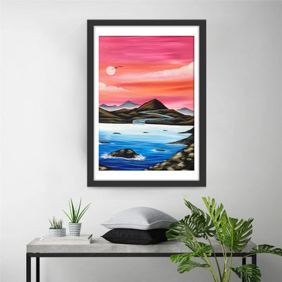 Rosa Himmel und blaues Meer Diamond Painting