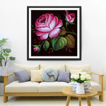 Rosa Pfingstrosen und grüne Blätter Diamond Painting