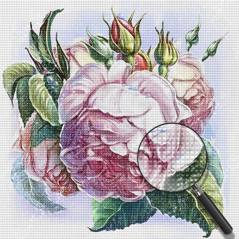 Rosa Pfingstrosen und Knospen Diamond Painting