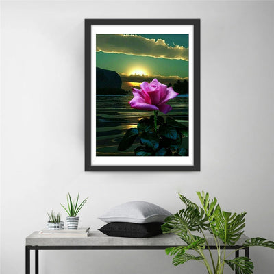 Rosa Rose am Meer Diamond Painting