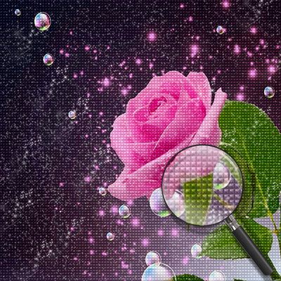 Rosa Rose und Wassertropfen Diamond Painting