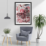 Rosa Rosen und Schmetterling Diamond Painting