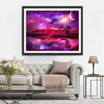 Rosa Sternenhimmel und Mond Diamond Painting