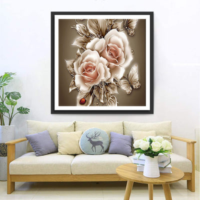 Rosen mit goldenem Rand Diamond Painting