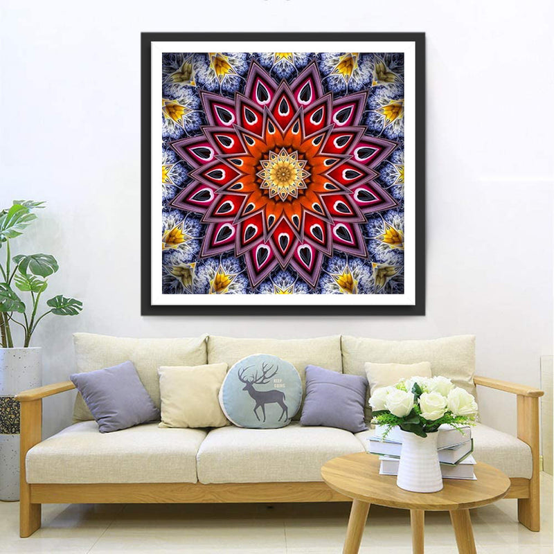 Rote Blume Mandala Diamond Painting