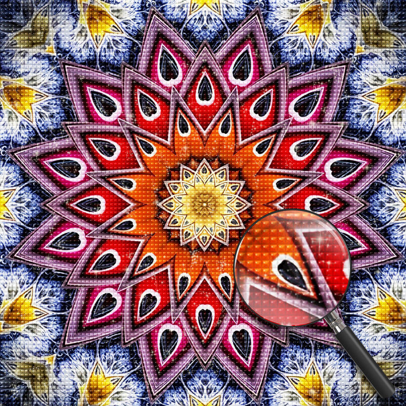 Rote Blume Mandala Diamond Painting