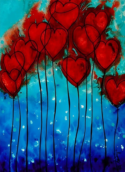 Rote herzförmige Ballons Diamond Painting