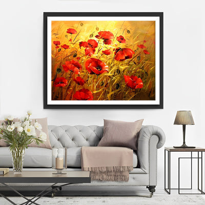 Rote Mohnblumen Diamond Painting