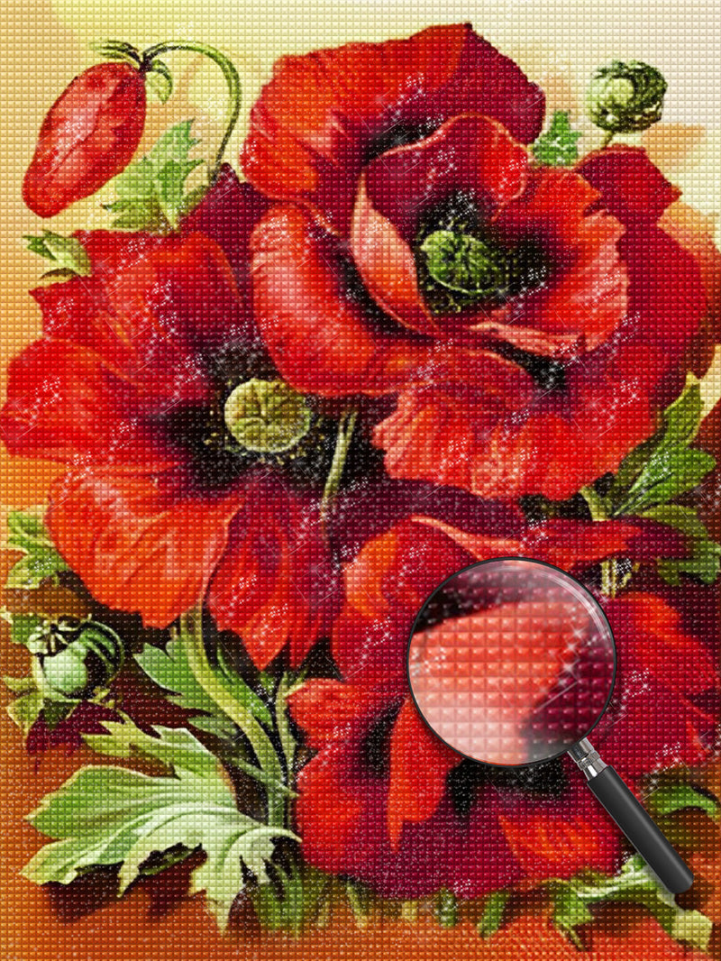 Rote Mohnblumen Diamond Painting