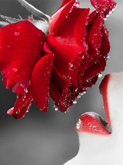 Rote Rose und Lippen Diamond Painting