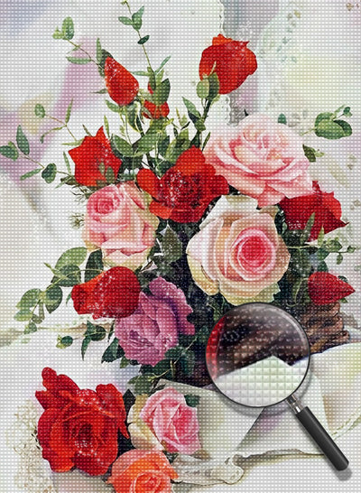 Rote und rosa Rosen Diamond Painting