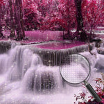 Roter Ahornwald und Wasserfall Diamond Painting