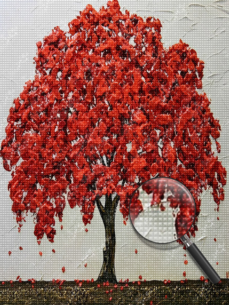 Roter Baum, Ölgemälde Diamond Painting