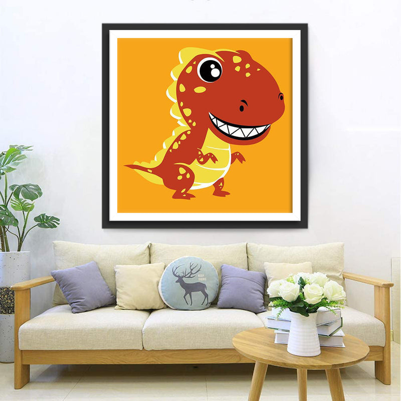 Roter Cartoon-Dinosaurier Diamond Painting