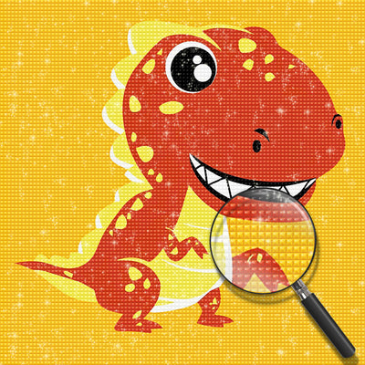 Roter Cartoon-Dinosaurier Diamond Painting