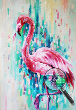 Roter Flamingo und grüner Hintergrund Diamond Painting