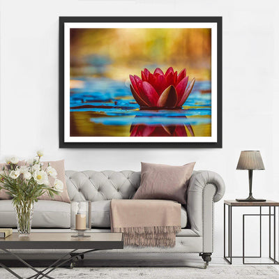 Roter Lotus auf dem Wasser Diamond Painting