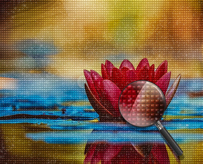 Roter Lotus auf dem Wasser Diamond Painting