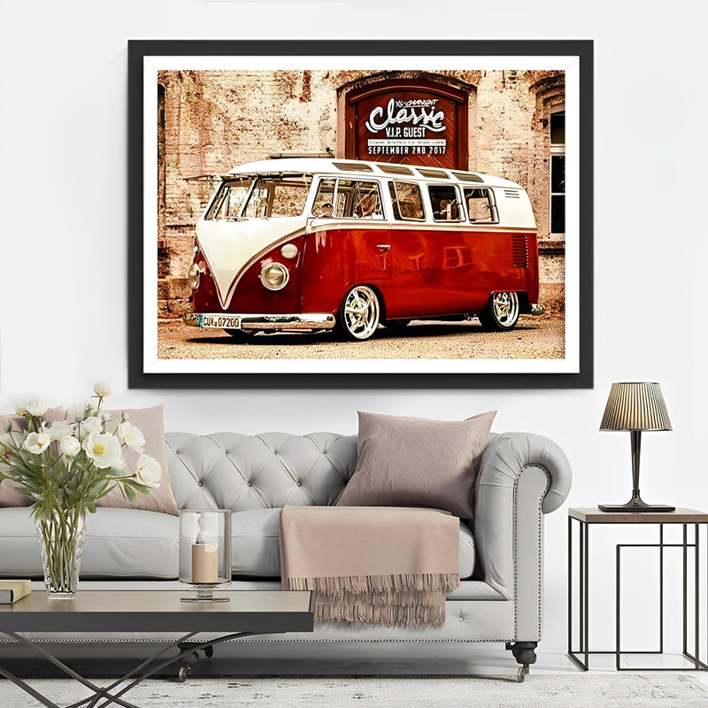 Roter Minibus Diamond Painting