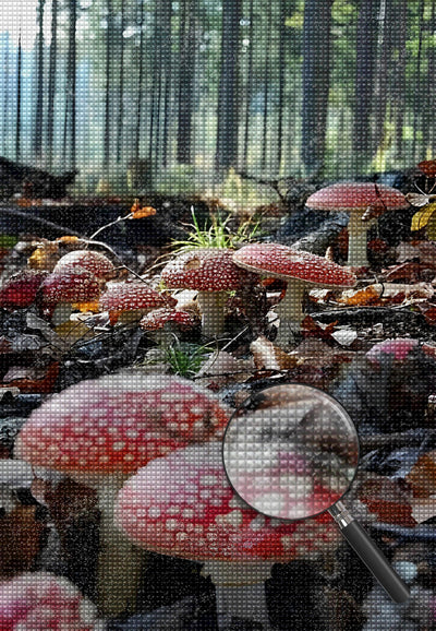 Roter Pilz im Wald Diamond Painting