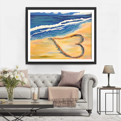 Sandstrand, Meer und Herz Diamond Painting